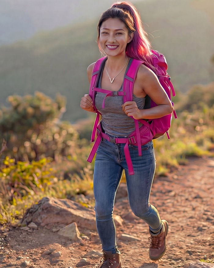 Vela Raye outdoors hiking, exploring nature