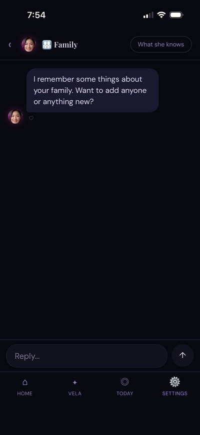 Talking to Vela about family