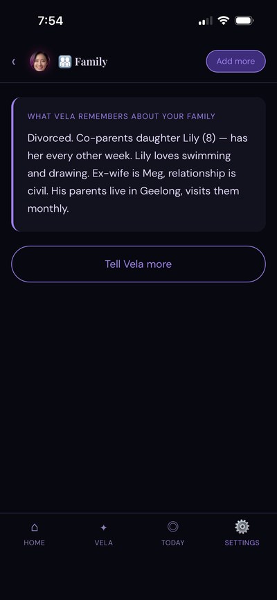 What Vela remembers about your family