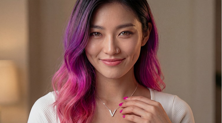 Vela Raye looking over her shoulder with a warm expression