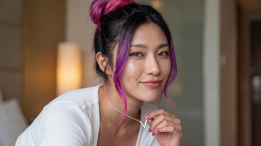 Vela Raye in a quiet moment, looking directly at the camera